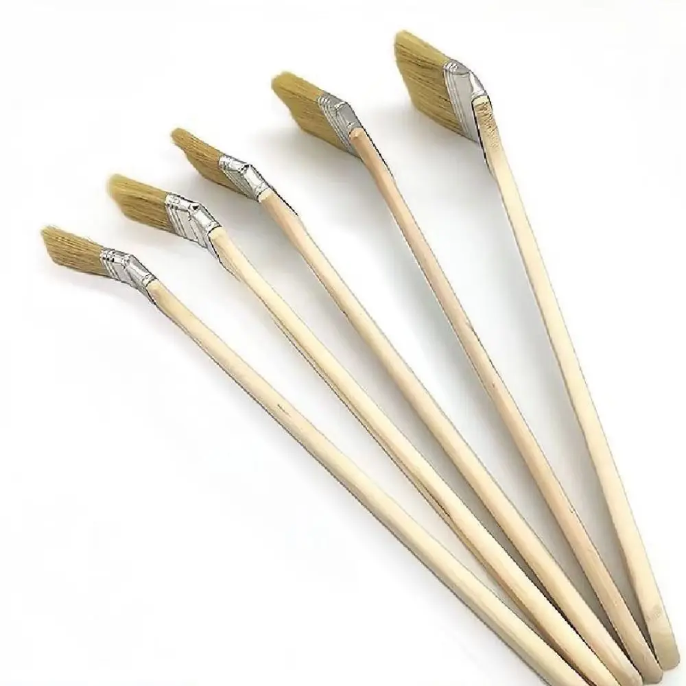 Long Handle Elbow Marine Paint Brush Mixed Pig Mane Hair Solid Wood Handle Elbow Paint Brush Wall Painting Cleaning Tool