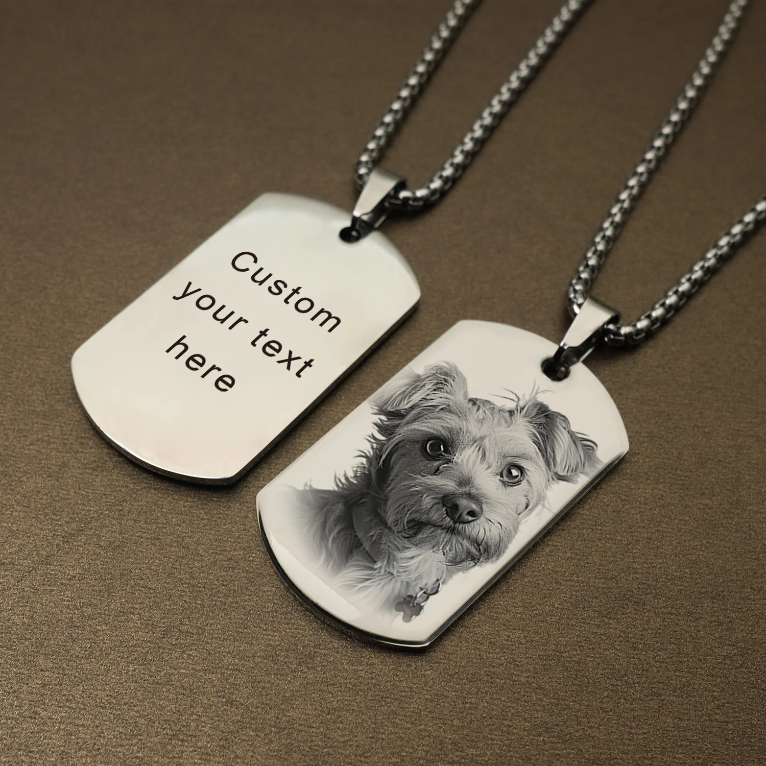 Collar personalizado con foto y mensaje, colgante con Etiqueta de perro, grabado con foto, regalos de navidad