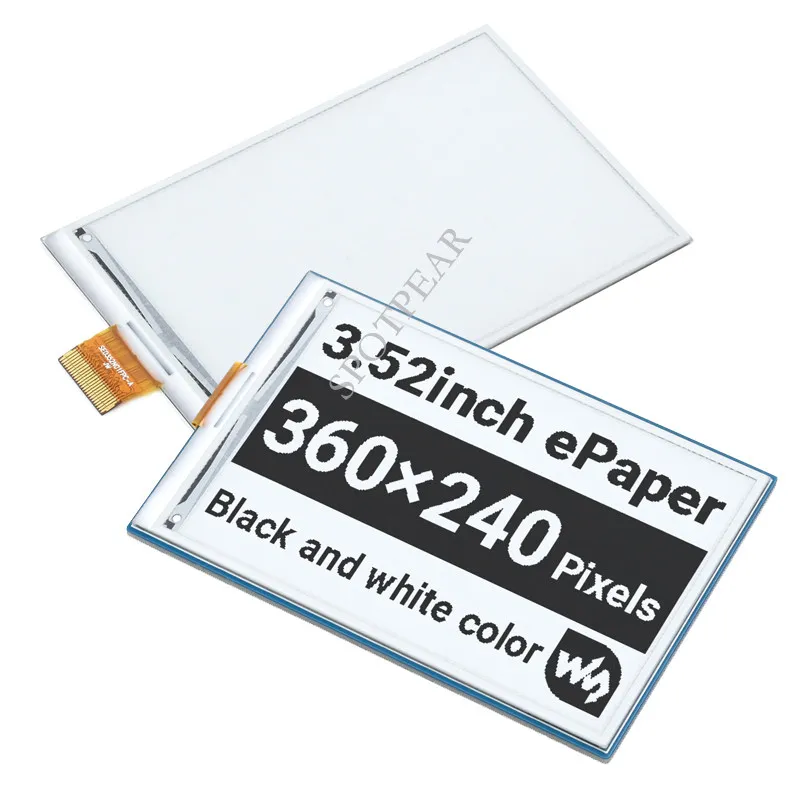 3.52-inch e-Paper E-Ink Display, 360by240 Pixels, Compatible with Arduino, Raspberry Pi, STM32