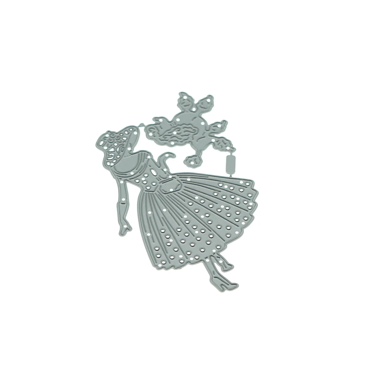 Elegant Female with Poodle Dog Metal Cutting Dies Stencil Scrapbooking DIY Clipart Card Decorating Papercraft Cut Die Template