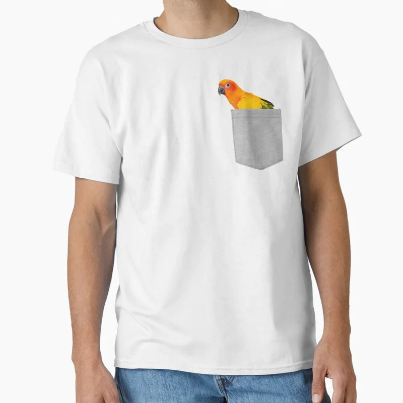 

Animal in Your Pocket Sun Conure Parrot 1126 Pet bird Gift T shirt for man Large size Tops Funny parrot Graphic Printed clothes