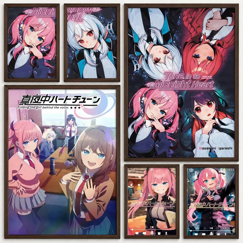 Anime Tune In to the Midnight Heart Poster Self‑Adhesive Waterproof PP Poster Coffee House Bar Wall Art Sticker Room Home Decor