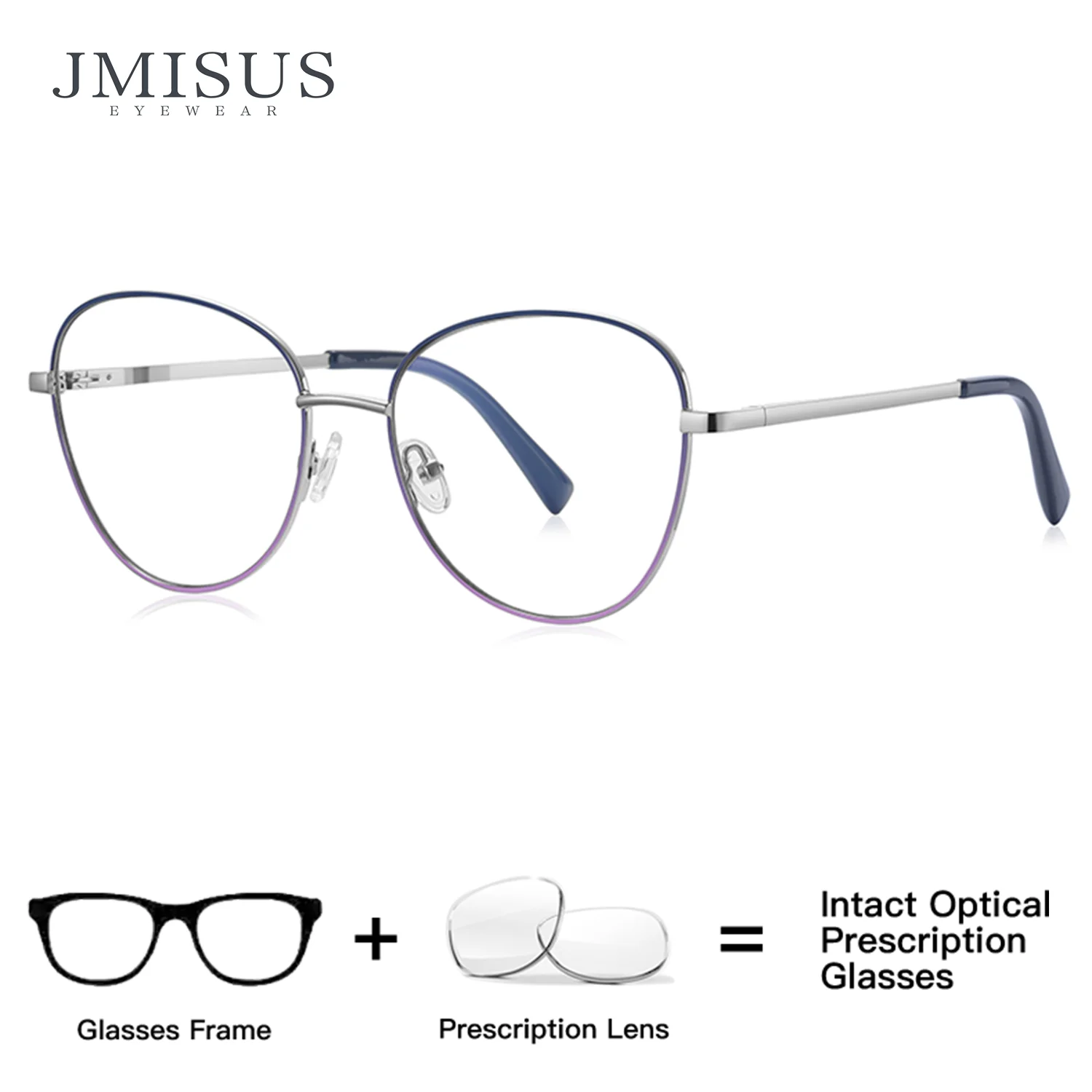 

JMISUS Fashion Forward Round Prescription Eyewear Women Rose Gold Blue Light Blocking Multifocal Progressive Eyeglasses