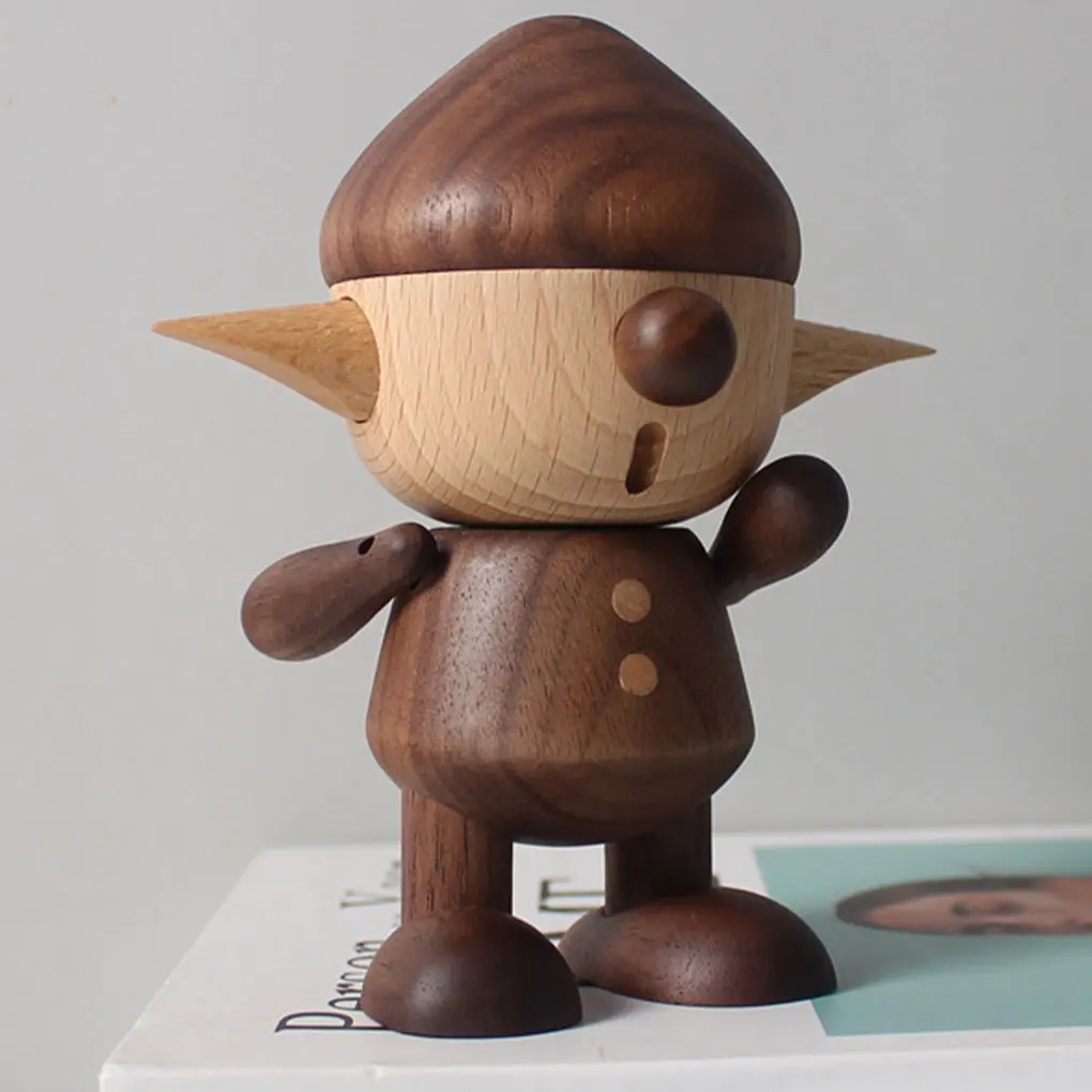 Nordic Walnut Puppets Ornament Solid Wood Sculpture Desktop Creative Gift Ornament Home Decor Accessories Decorative Figurines