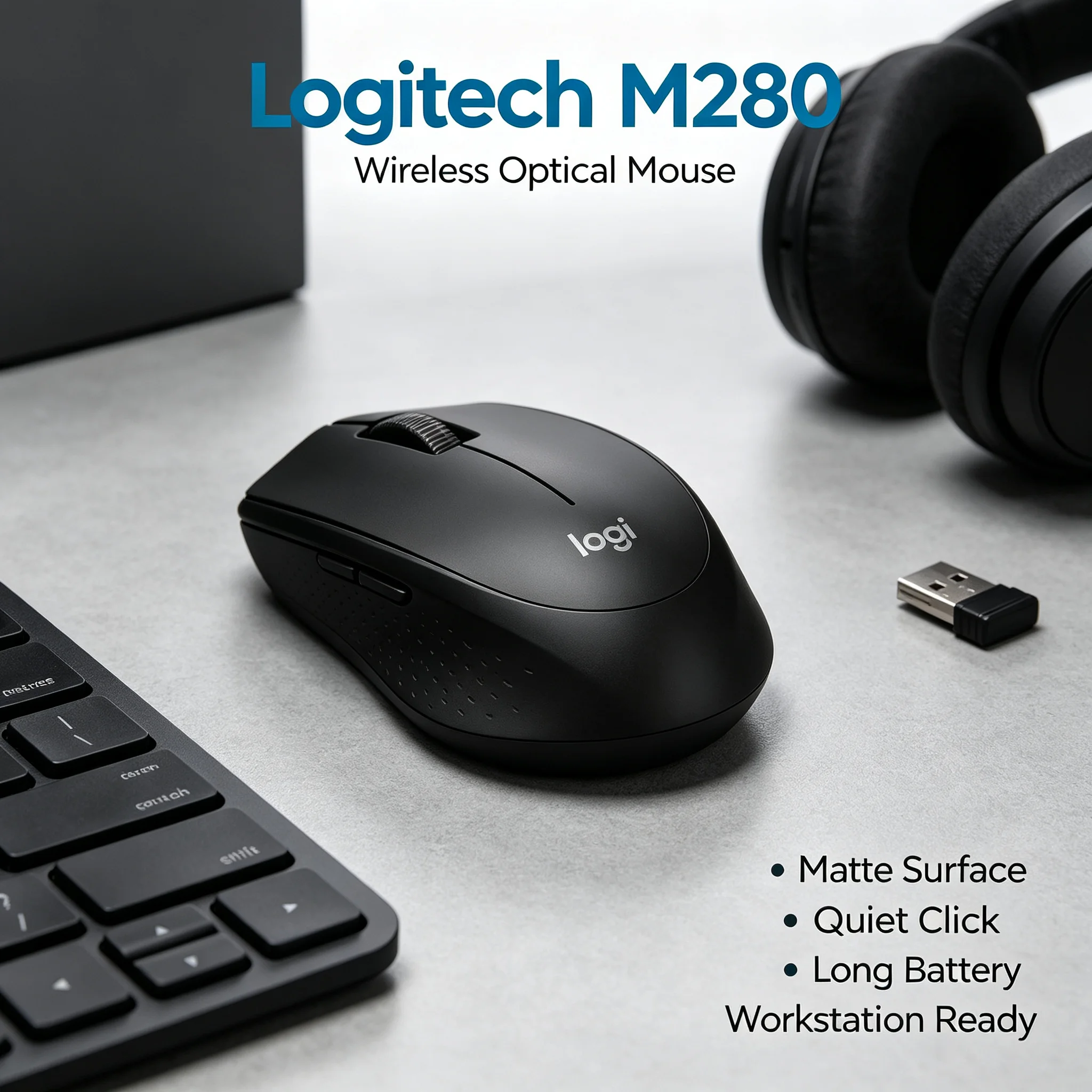 Logitech M280 Wireless Optical Mouse Ergonomic Curved Grip Mice For Student Office Worker Desktop Notebook