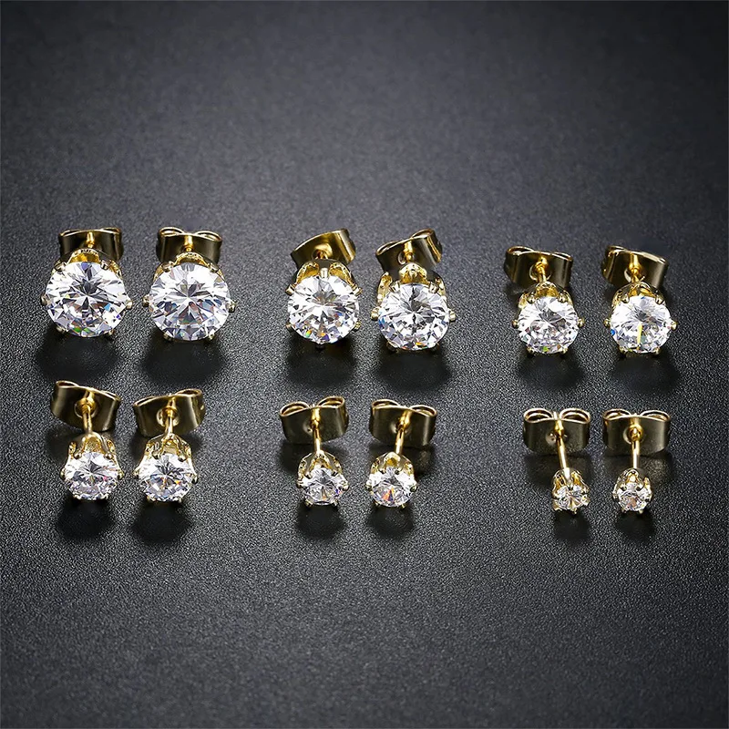 RAPRGOLD GRA Certified 3-9mm Multi-size Moissanite Stud Earring For Women Men 925 Sterling Silver Piercing Earring Jewelry Gifts