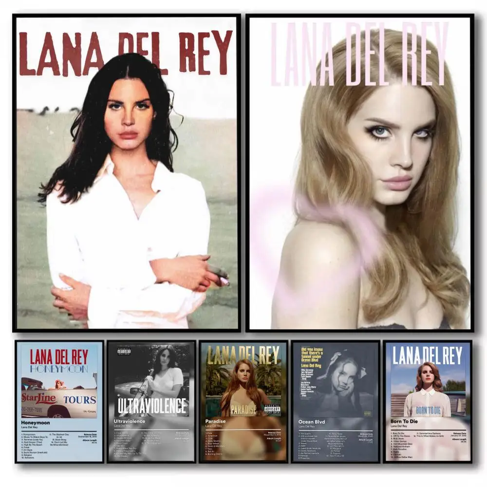 Singer L-Lana Del Rey Poster Minimalist Art Print Waterproof Poster for Home Office Bedroom Decor Aesthetic Gift