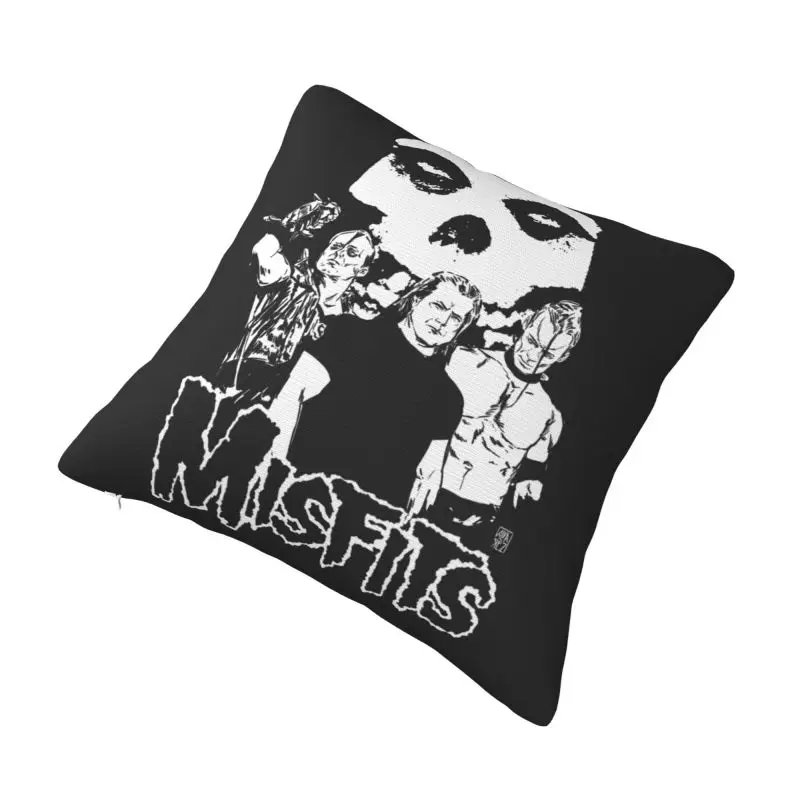 Custom Rock Punk Band Misfits Skull Face Cushion Cover 40x40cm Heavy Metal Soft Luxury Pillow Case