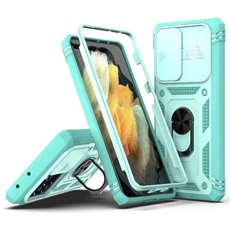 Case For Samsung S24 Ultra S22 S23 FE Ultra Plus A54 A15 5G Heavy Duty with Camera 360 Degree Rotate Kickstand Shockproof Cover