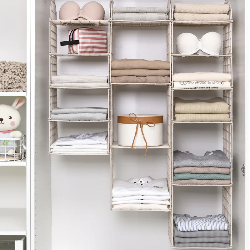 Foldable Free Installation Clothing Storage Rack Multi-layer Cabinet Hanger Organizer Stable Wardrobe Classified Hanging Bag EL