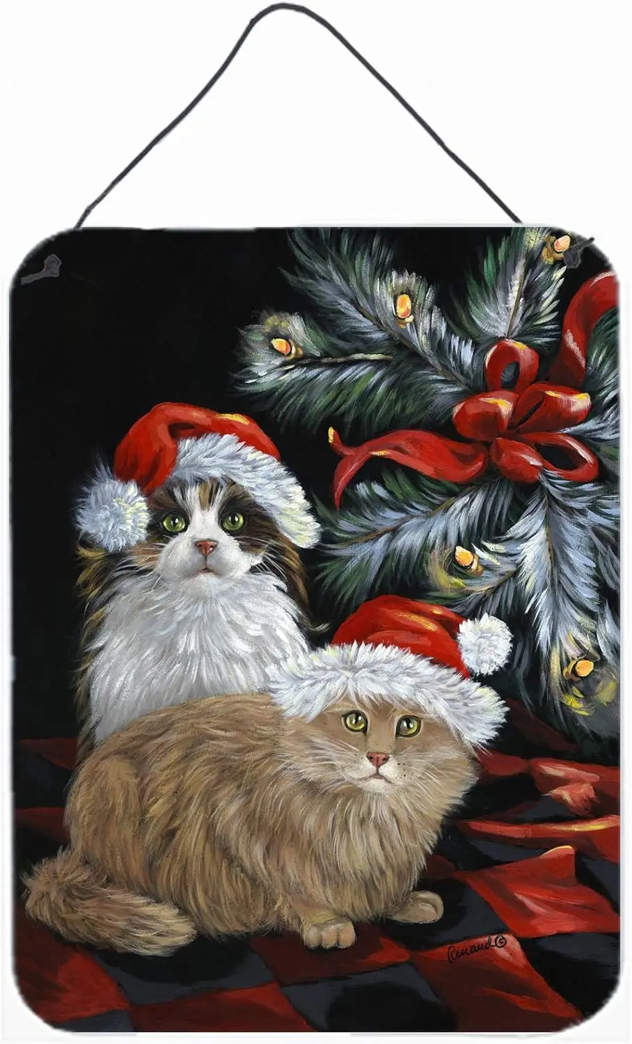 Caroline's Treasures PPP3062DS1216 Cat Kitty Glitter Christmas Wall or Door Hanging Prints Aluminum Metal Sign Kitchen Wall