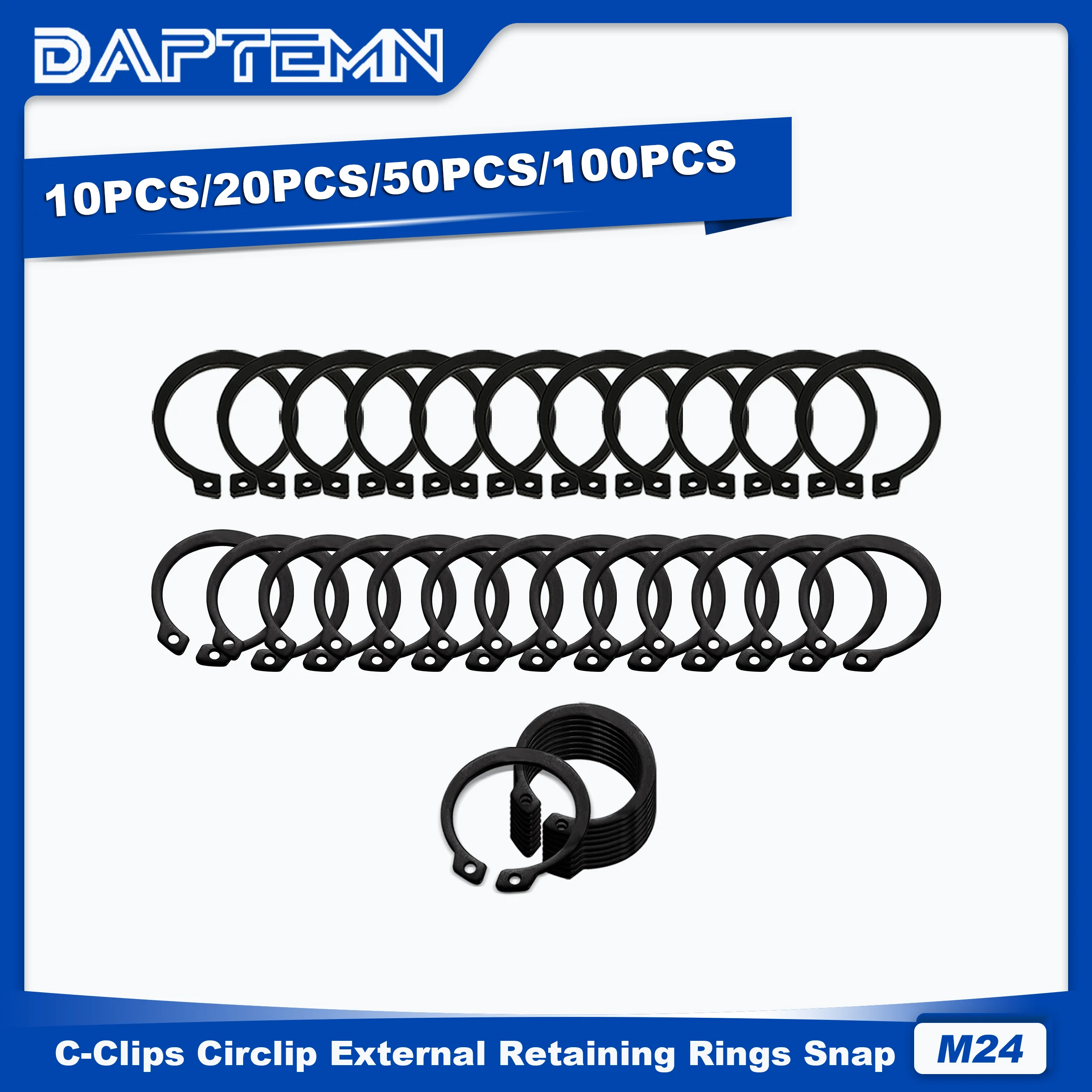 M24 C-Clips External Retaining Rings, Circlip Snap Retaining C-Clips Black Alloy Steel Rings 10PCS 20PCS 50PCS 100PCS