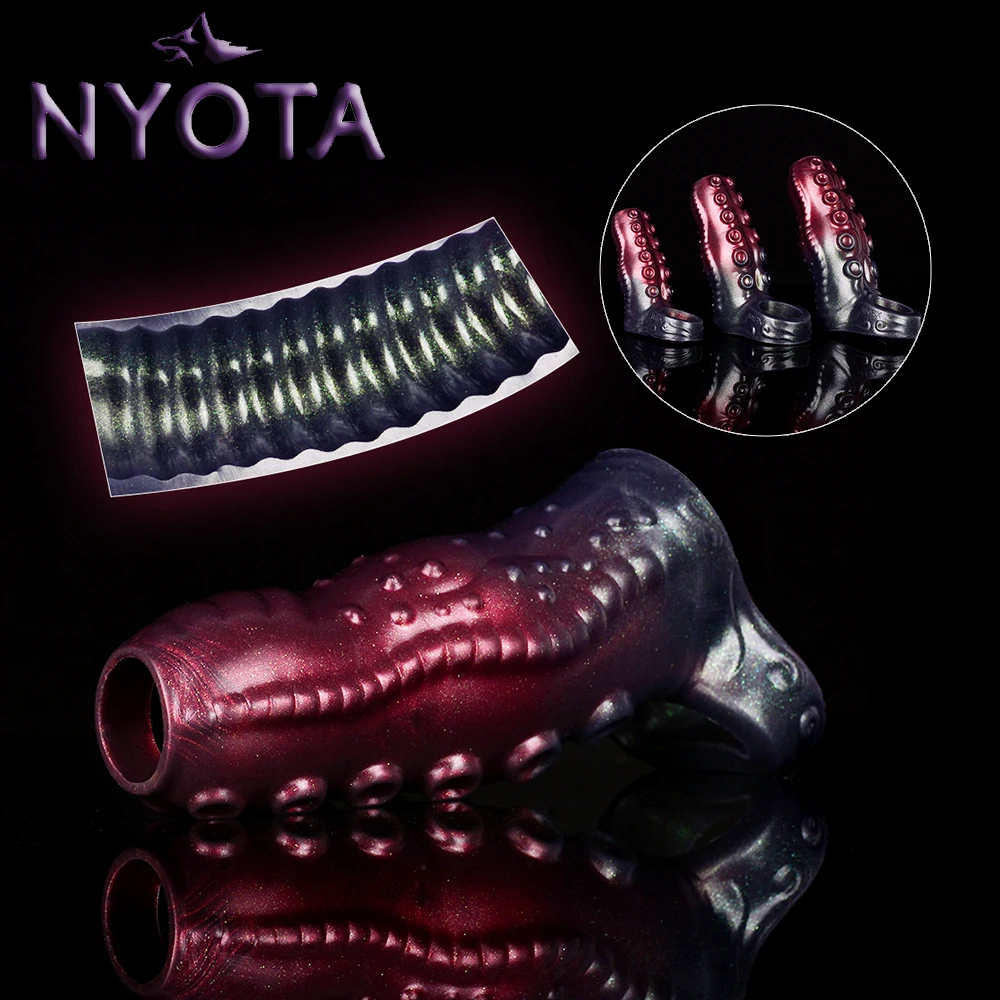 NYOTA Silicone Cock Rings Octopus Tentacles Penis Sleeve Delay Ejaculation Penis Reusable Enlargement Extender Sex Toys For Men