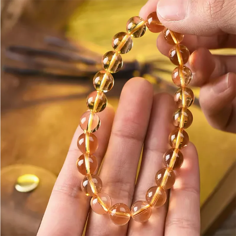 

Natural yellow crystal elastic bracelet for men and women Reiki Jewelry absorbing wealth jewelry guarding wealth amulet bracelet