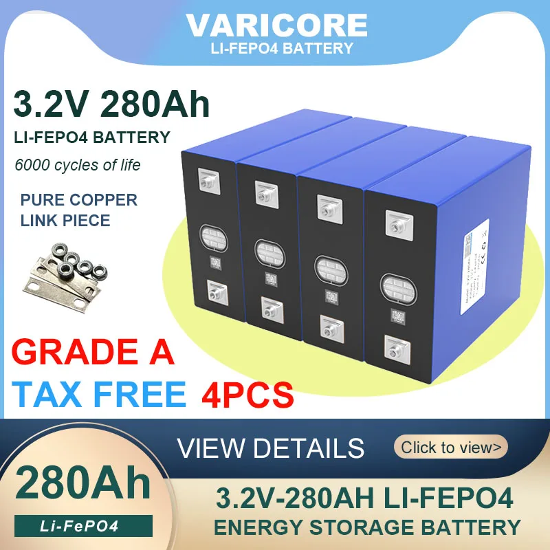 4pcs VariCore 3.2V 320Ah 280Ah 105Ah LiFePO4 battery 3C Lithium iron phosphate battery for 4S 12V 24V Golf Cart Yacht solar RV