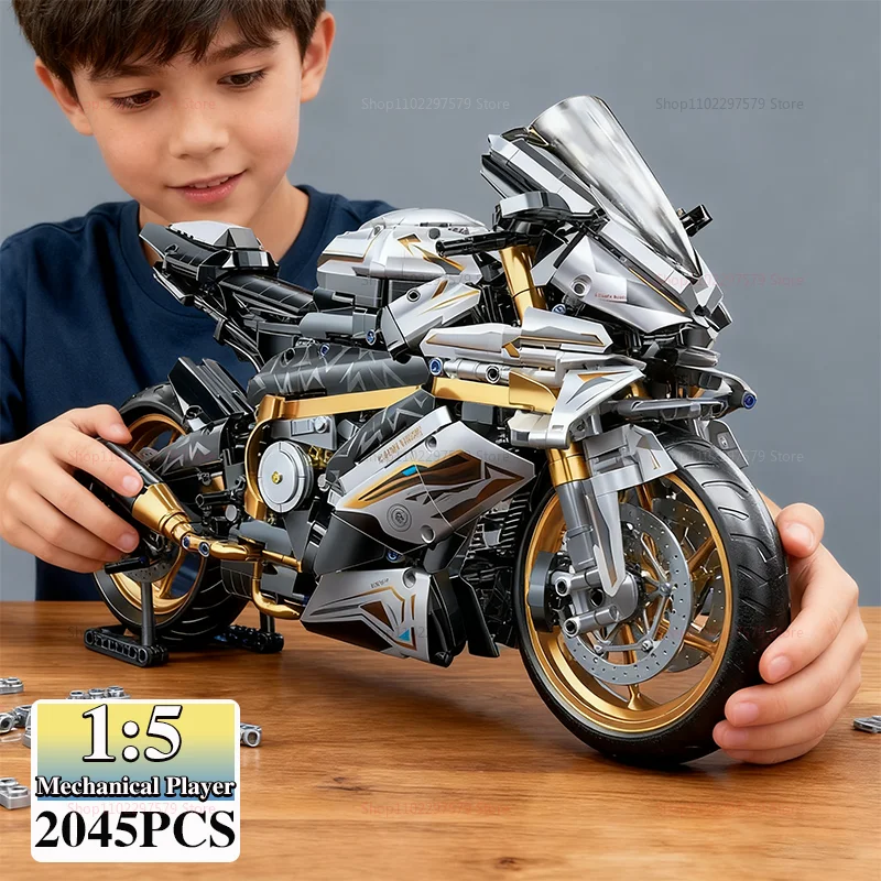 

2025 Mechanical Motorcycle Model Kits 2045PCS Desktop Toy for Adults and Kids Racing Car Building Blocks Gift Christmas Birthday