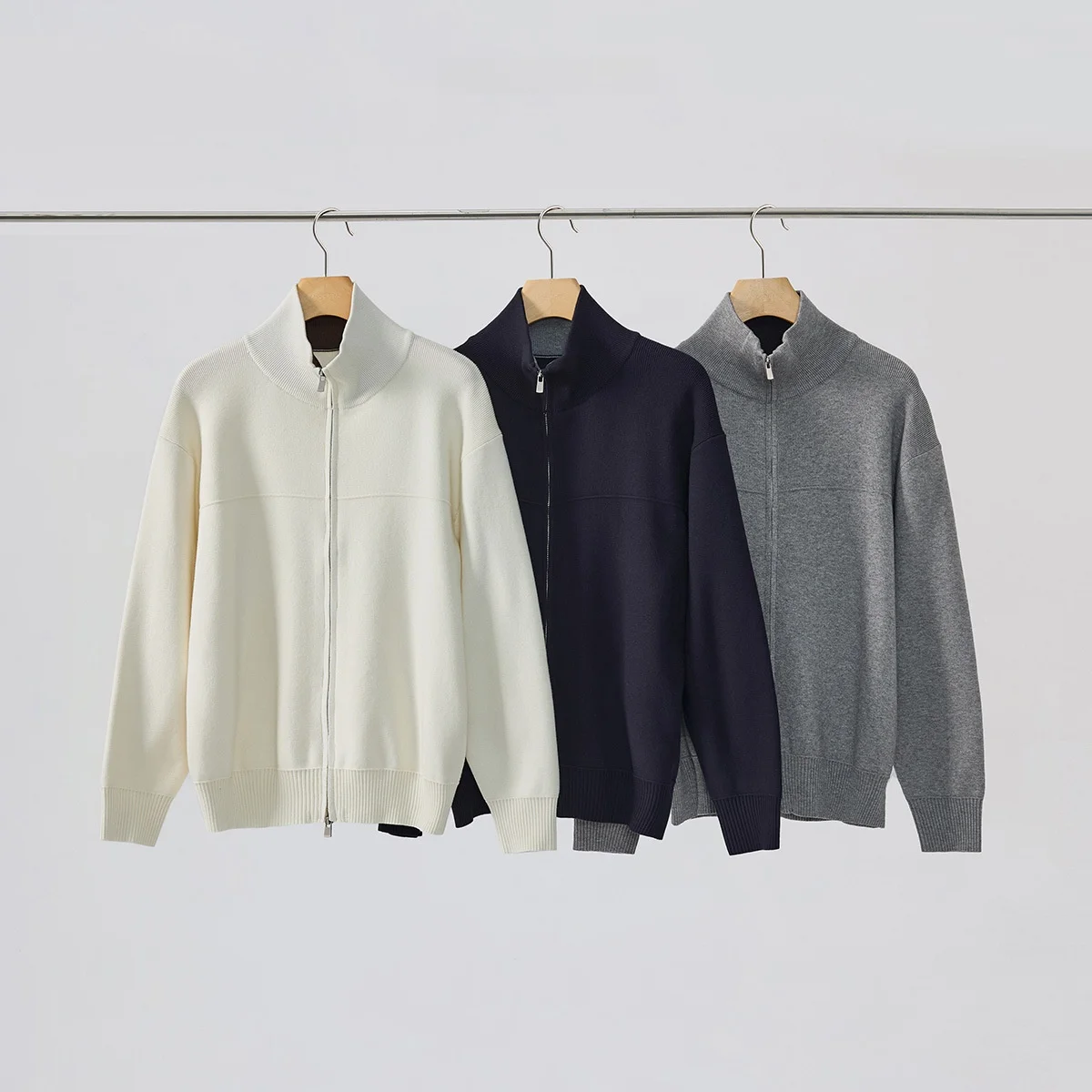 

Loose Men's Knitted Sweater Autumn Winter Lazy Sle Color Blo Collar Stand up Cardigan Coat for Young Men Daily Wear