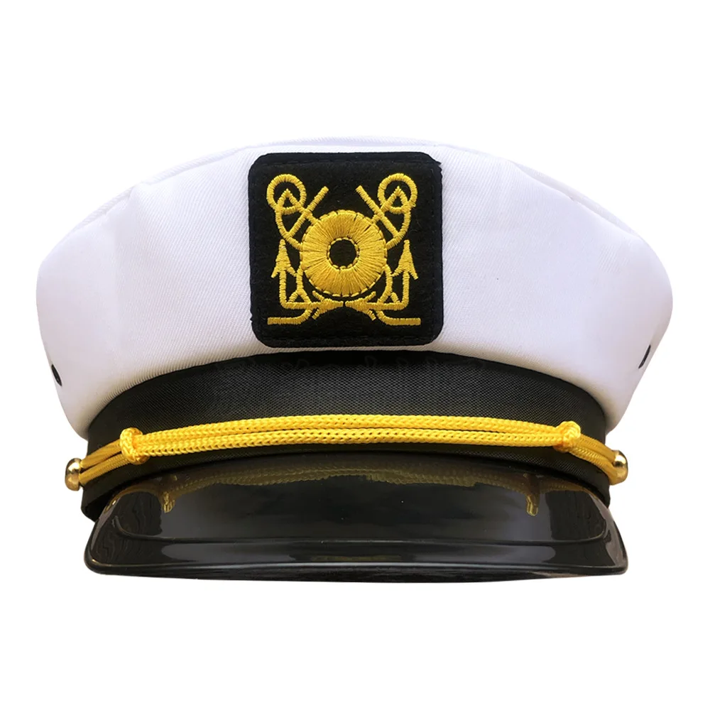 

Y2K Navy Marine Admiral Men Women Adjustable Ship Sailor Cap Yacht Boat Captain Visor Funny Party Hats Adult Costume Performance