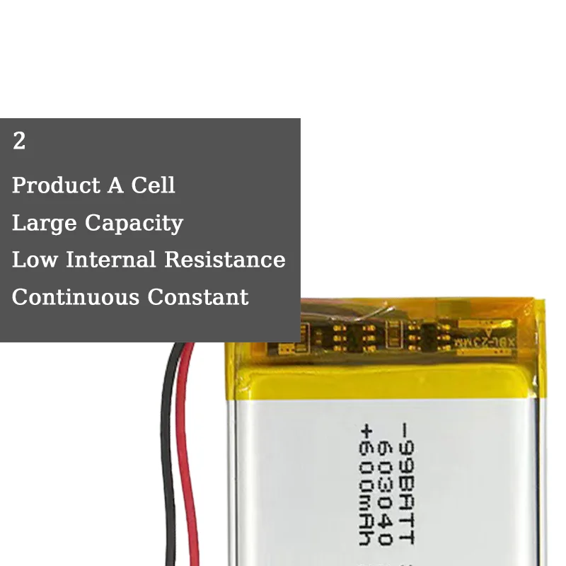 603040 3.7V 600mAh Li-Polymer Rechargeable Battery