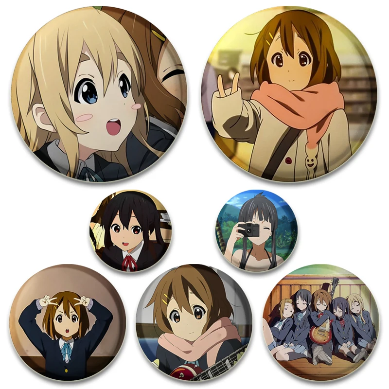 Anime K-ON Brooches Hirasawa Yui Akiyama Mio Cosplay Cartoon Badge Bags Breastpin for Backpacks Clothing Jewelry Handmade Pins