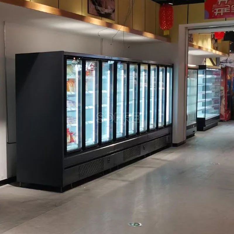 Customized Upright Freezer Glass Door Commercial Showcase Fridge Display Refrigerator Multideck Cabinet Equipment