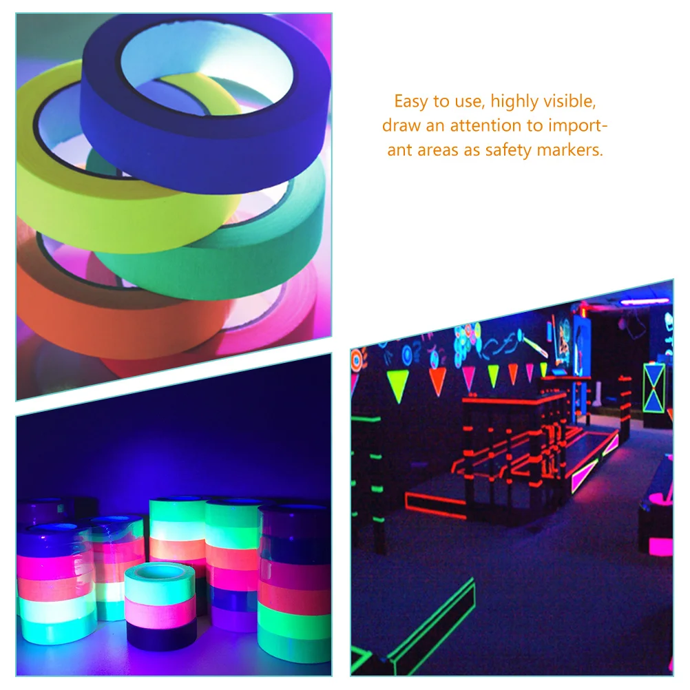 6 stücke 15mm x 5m Neon UV Fluoreszierende Treppen Party Dekorationen Party Band Für Dekoration Neon Band Sicherheit bühne Requisiten Kleber