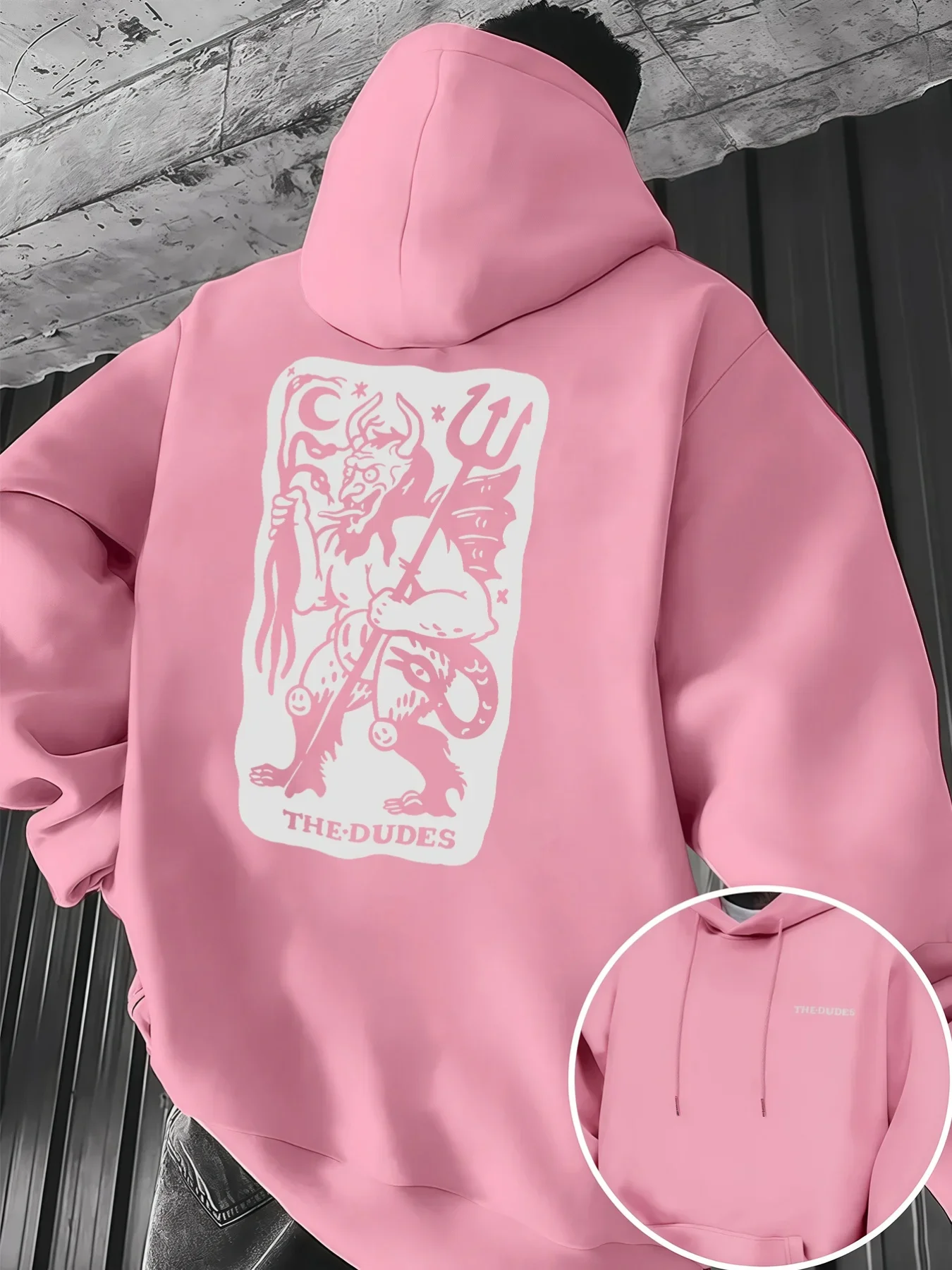 Hawaii Street Style Dark Tarot Devil Card Print Hoodie Casual Street Pullover Men Women Unisex Loose Sweatshirt Autumn Winter