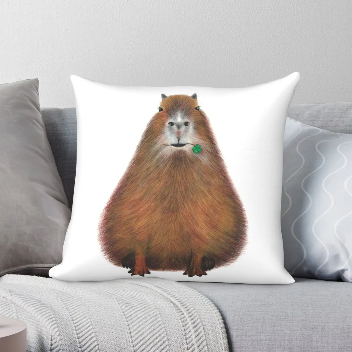 

Capybara Hand Made Illustration Square Pillowcase Polyester Linen Velvet Printed Zip Decorative Pillow Case Room Cushion Cover