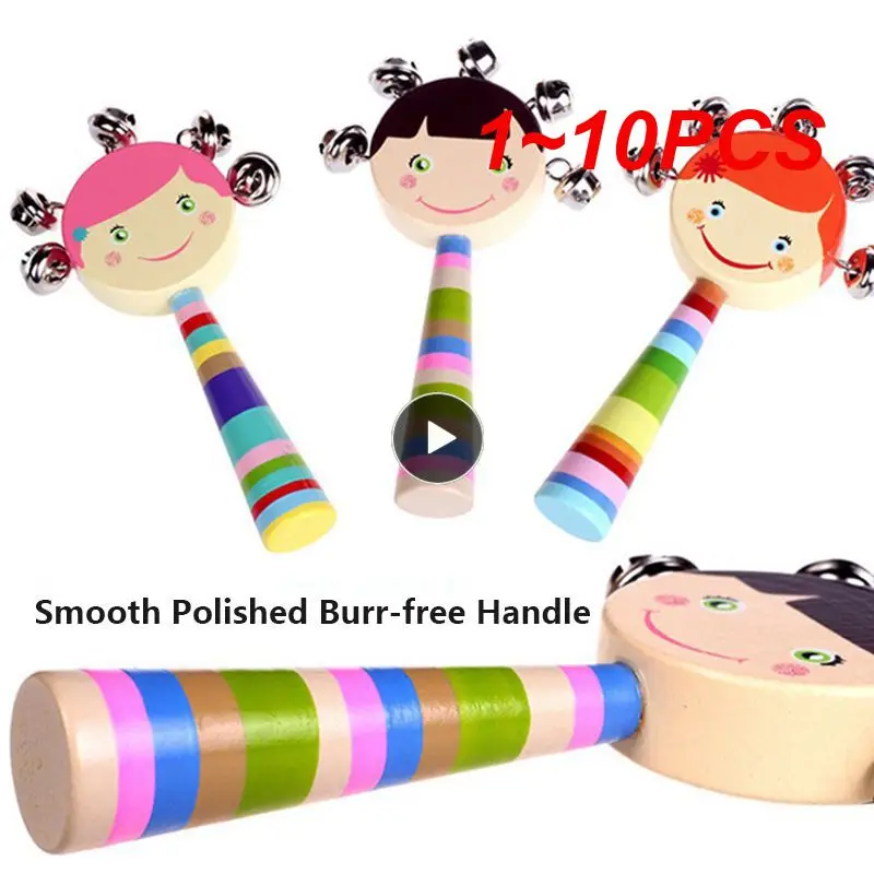 

New Colorful Cartoon Baby Rattle Rainbow Toy Kid Pram Crib Handle Wooden Activity Bell Stick Shaker Rattle Baby Infant