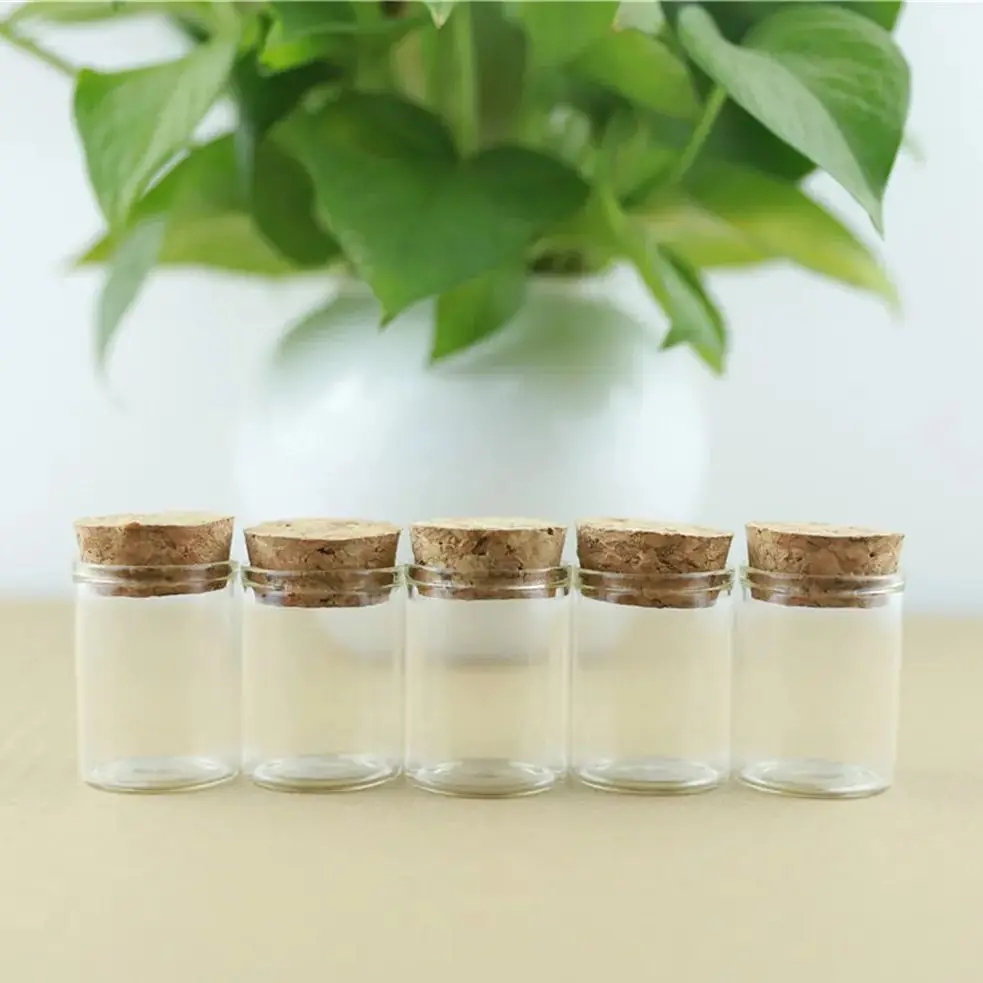 20/30/100 PCS 15ml Straight Mouth Glass Bottles Cork Multi-Use Mini Vials Beach Weddings Spice Display Romantic Decor DIY Gifts