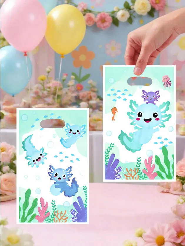 20/40 pièces d'images de salamandres mignonnes de dessins animés, paysages sous-marins, algues marines et coraux, adaptées aux sacs cadeaux pour événements festifs, fêtes à thème et fournitures de fête, sacs de cadeaux pour invités. Petits sacs cadeaux, sacs pour cadeaux de retour et sacs cadeaux adaptés aux anniversaires, aux fêtes, aux jeux, aux célébrations et à d'autres occasions.