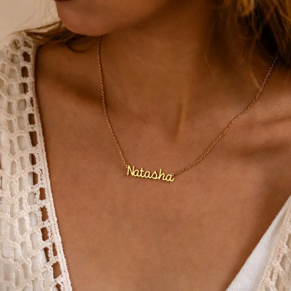

Personalized Custom Name Necklace Stainless Steel Gold Plated Chain Customized Text Necklaces Collares Tendencia 2025