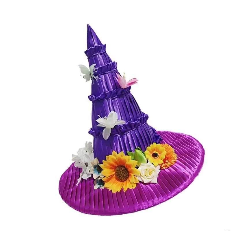 x4yc زهرة الزهرة القبعة القبعة القبعة قبعة الحدود الكبيرة الحدود قبعة الأزياء التنفس للتنكر والحدث تحت عنوان