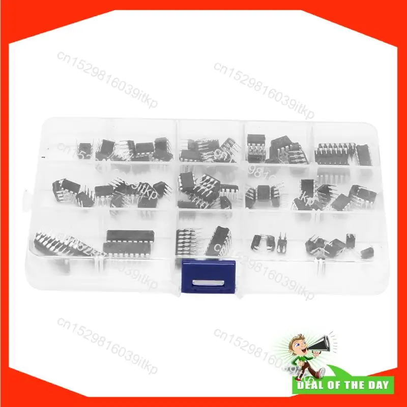 August 170 Pieces 10 Types Integrated Circuit Chip Assortment Kit, DIP IC Socket Set For Opamp Single Precision Timer Pwm