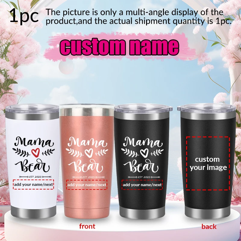 

11oz Customized Name & Image Print Mama Water Cups 1pc Portable Ice Cup Double-layer Stainless Steel Hot Insulated Coffee Cups