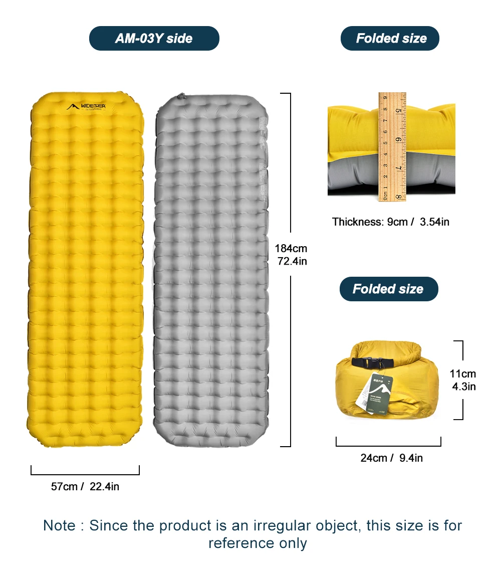Widesea Ultraleichte Aufblasbare Isomatte Hoher R-Wert 20D Nylon TPU 3-Schicht Reflektierende Tragbare Luftmatratze für Camping und Backpacking – Detail 5