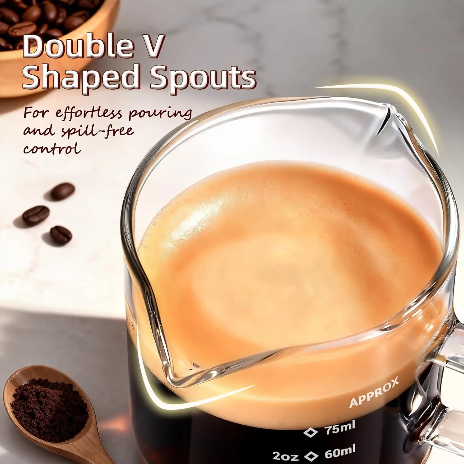 1/2pcs Espresso Cups 4oz Espresso Shot Glass Double Spout Measuring Cup Clear Scale Wine Milk Coffee Measure Jug Home Bar Tools - view 4