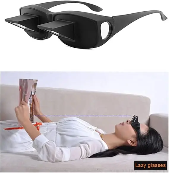 Lazy Glasses Bed Prism Glasses Spectacles Horizontal Glasses Prism Periscope Lie Down Eyeglasses for Reading Watch TV in Bed