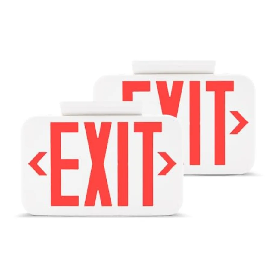 

LED Emergency Exit Sign, Double Face, Fire Resistant, UL Certified, Hardwired with Battery Backup, White
