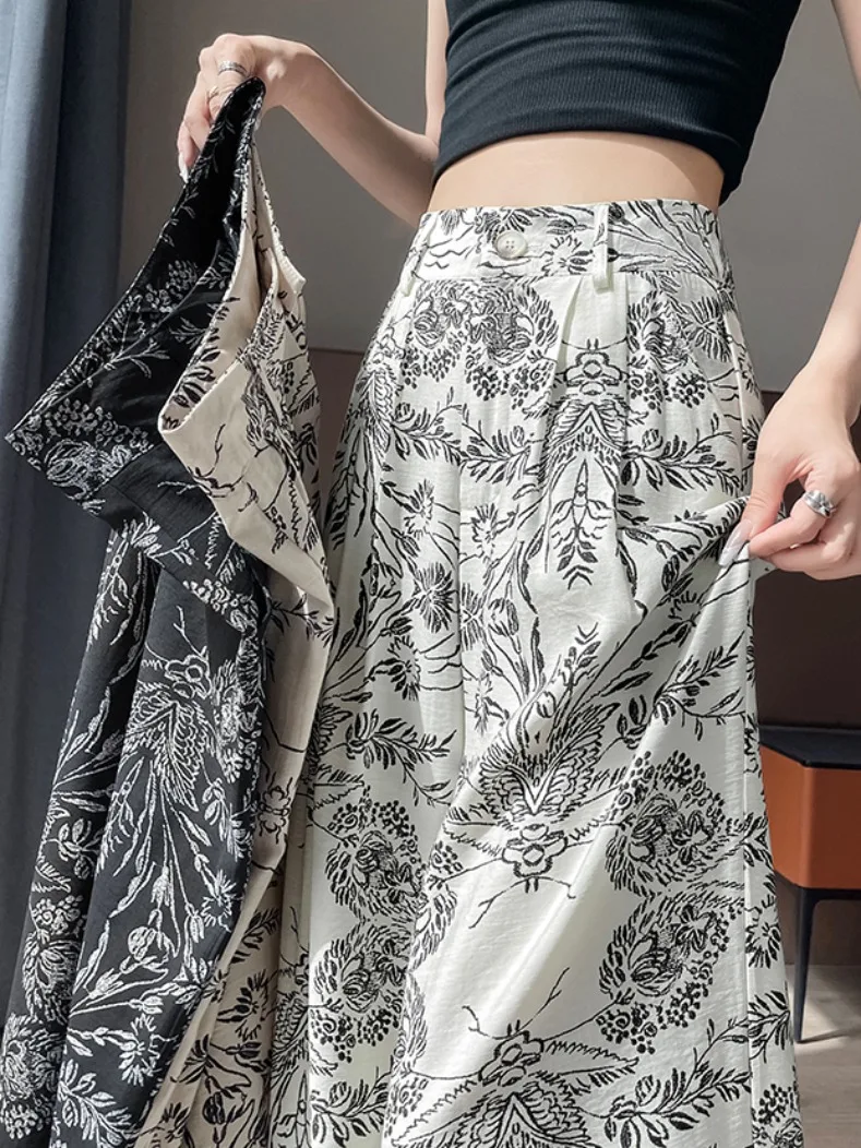 

Ретро-брюки из тонкого хлопка и льна с широкими штанинами для женщин, летние повседневные свободные прямые брюки в пол, комфортные и мягкие