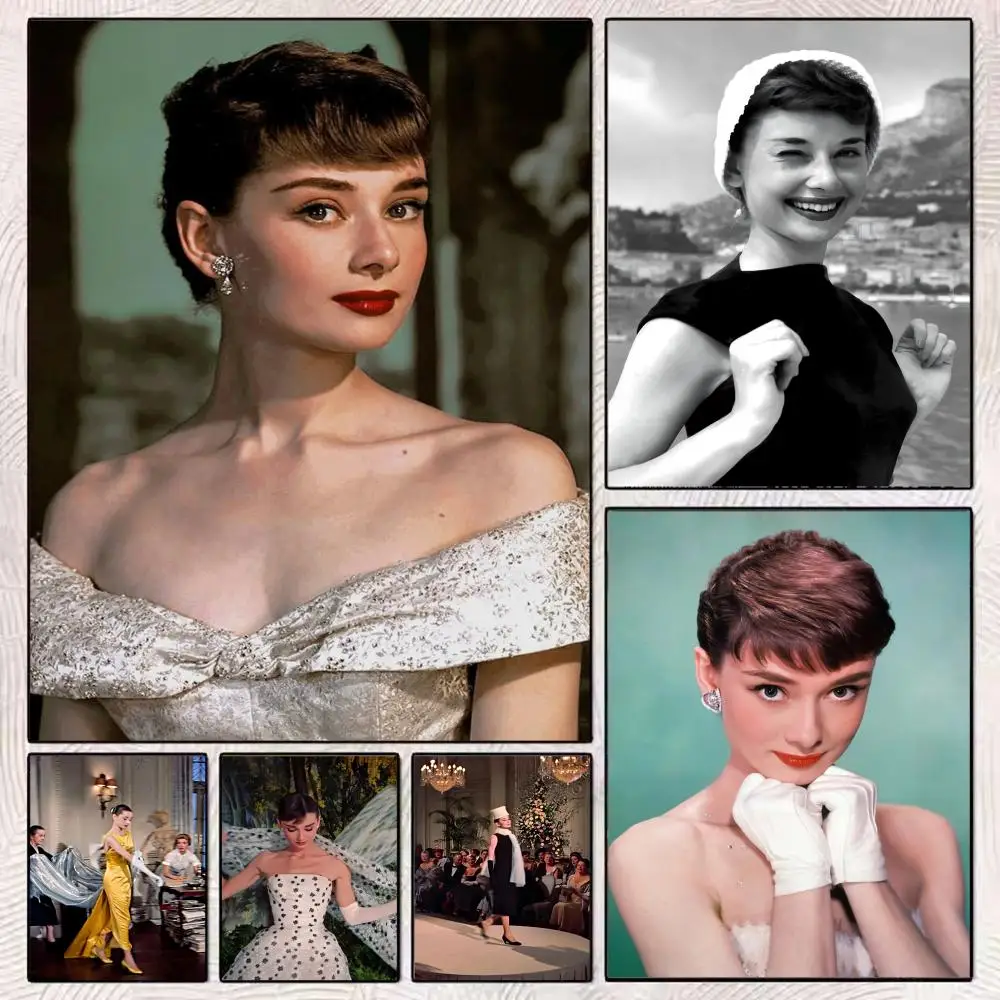 

A-Audrey Hepburn Classic Poster HD Art Mural Wallart Poster for Home Room Decoration DIY Vintage Print Decor