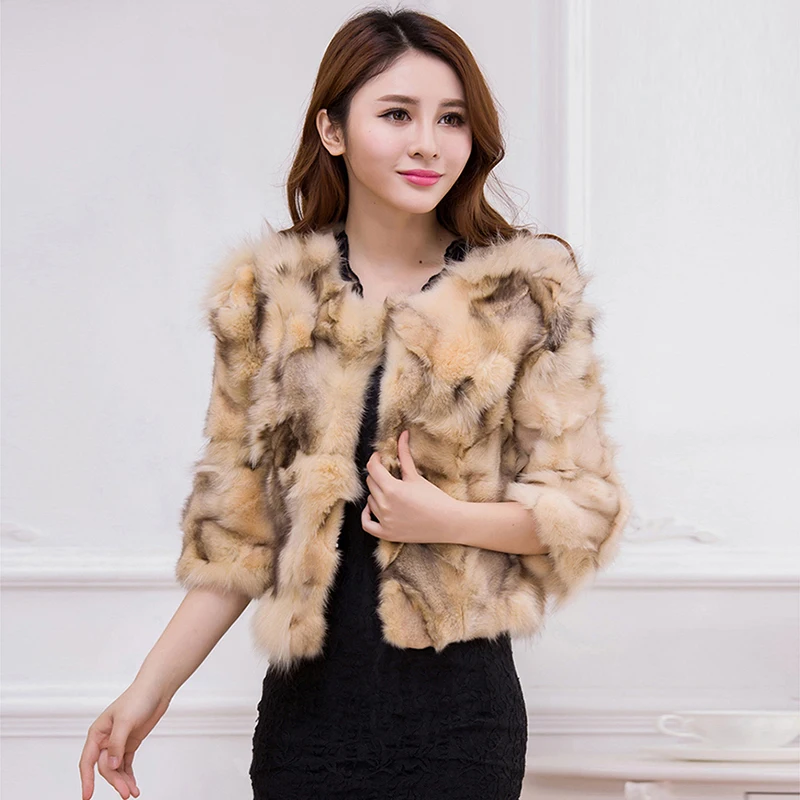 Casaco Faux Fox Fur Grass para mulheres, desgaste quente do inverno, nova moda, vison de imitação, sobretudo feminino, top peludo, curto, alta qualidade