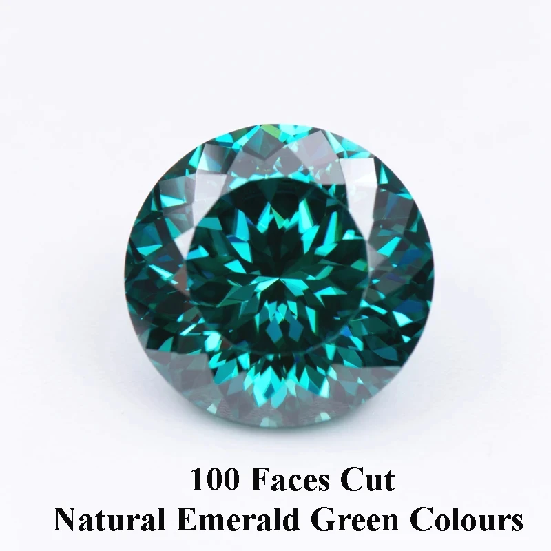 

Moissanite Stones 100 Faces Cut Natural Emerald Green Colours Round Shape DIY Jewelry Making Materials with GRA Certificate