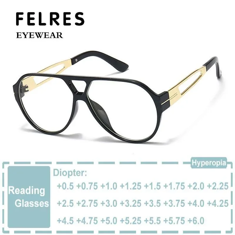 Marca de luxo oversized oval óculos de leitura feminino retro pontes duplas óculos moda piloto presbiopia