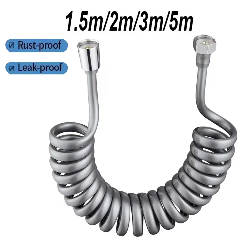 Upgraded Spring Retractable Shower Hose 1.5/2/3/5M Spiral Flexible Hose For Showerhead Toilet Bidet Water Pipe Plumbing Bathroom