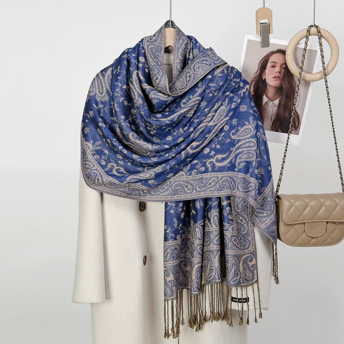 Großhandel Paisley Baumwoll schal Frauen Jacquard Cashew bedruckte Schals weibliche Quaste Retro Decke Vintage Sonnenschutz Wraps Schals – Detail 14