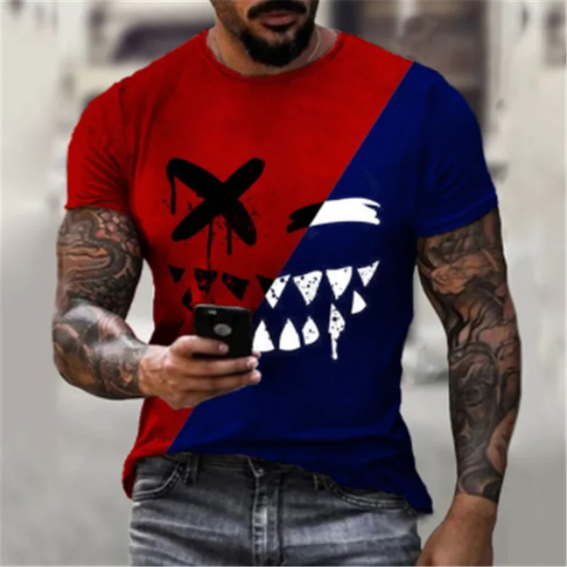 NEW 2024 hot 3D digital multi-expression printed men\'s short-sleeved sports summer T-shirt