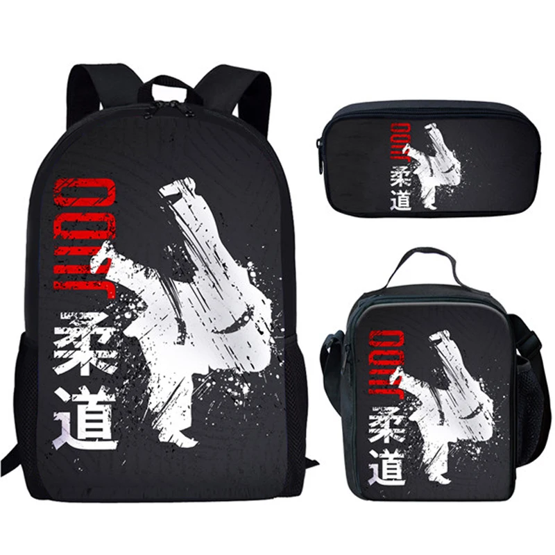 2025 Judo Print School Bags Set For Boys Girls Kids Jiu-jitsu Backpack Primary Student Book Bag Children Lunch Box Pencil Case