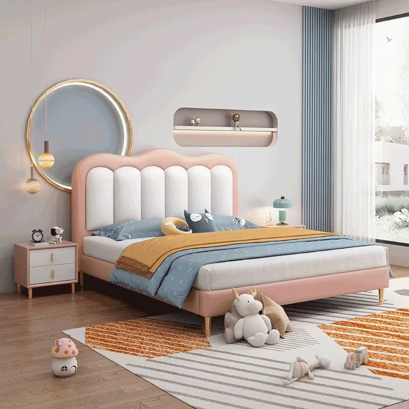 Hot Selling Simple Child Upholstered Colorful Bed Full Solid Wood Frame Beds 3 Drawers Storage Soft Twin Bed for Boys Kids Girls
