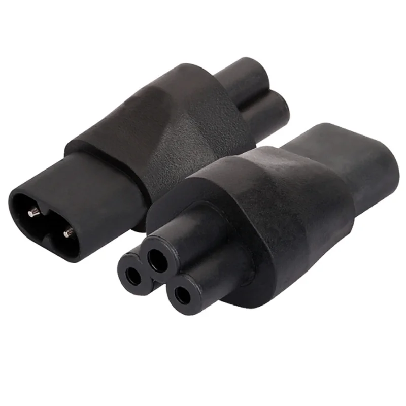 Conector de alimentación negro IEC320 C8 a C5 figura 8 a flor de ciruelo 3 orificios hembra a 2 pines macho adaptador de corriente enchufe convertidor